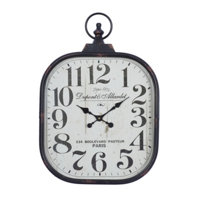 Bayberry Lane Black Metal Vintage Wall Clock 18" x 3" x 26", , large