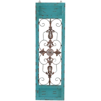 Bayberry Lane Turquoise Wood Farmhouse Wall Decor 14" x 1" x 47", , large