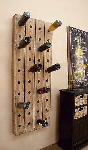 Bayberry Lane Brown Wood Rustic Wine Holder Rack, 57 x 21 x 4, , rollover