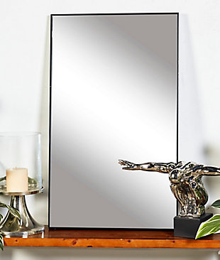 Bayberry Lane Black Contemporary Wood Wall Mirror, 32 x 18, Black, rollover
