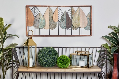 Bayberry Lane Brown Metal Modern Floral Wall Decor, 47" x 22", , rollover