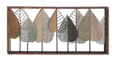 Bayberry Lane Brown Metal Modern Floral Wall Decor, 47" x 22", , large