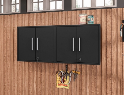 Eiffel Floating Garage Cabinet (Set of 2), Matte Black