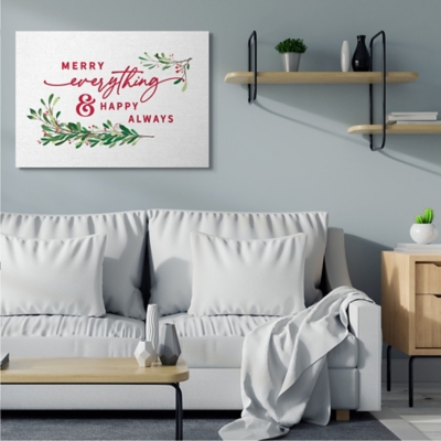 Stupell Merry Everything Happy Always Festive Holiday Phrase, 36 x 48, Canvas Wall Art, Red