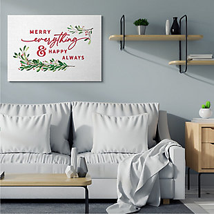 Stupell Merry Everything Happy Always Festive Holiday Phrase, 36 x 48, Canvas Wall Art, Red, rollover