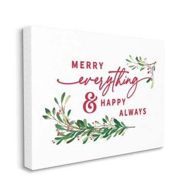 Stupell Merry Everything Happy Always Festive Holiday Phrase, 36 x 48, Canvas Wall Art, Red, large