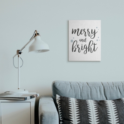 Stupell Festive Merry and Bright Winter Phrase Snowflakes, 16 x 20, Canvas Wall Art, Off White