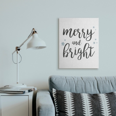 Stupell Festive Merry and Bright Winter Phrase Snowflakes, 24 x 30, Canvas Wall Art, Off White