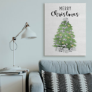 Stupell Charming Soft Green Fir Tree Merry Christmas Text, 36 x 48, Canvas Wall Art, Off White, rollover