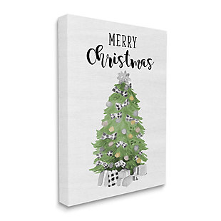 Stupell Charming Soft Green Fir Tree Merry Christmas Text, 36 x 48, Canvas Wall Art, Off White, large