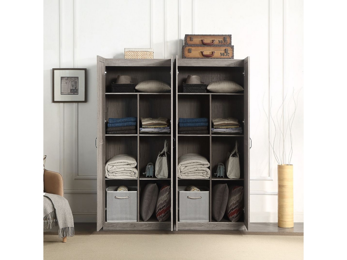 Hopkins Storage Closet with 7 Shelves in Grey (Set of 2) | Ashley
