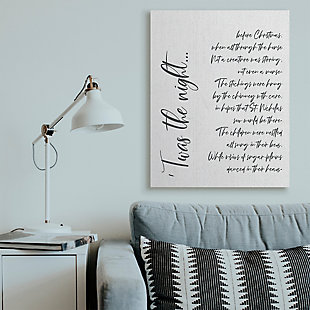 Stupell Twas the Night Quote Minimal Whimsical Christmas, 36 x 48, Canvas Wall Art, Off White, rollover