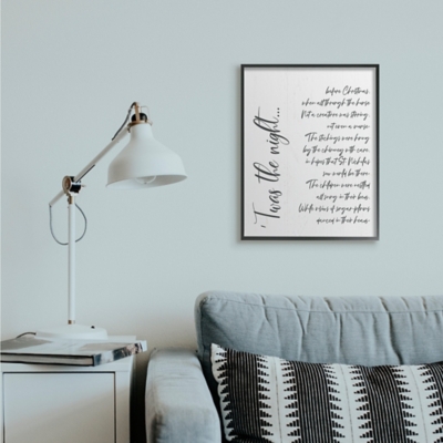Stupell Twas the Night Quote Minimal Whimsical Christmas, 24 x 30, Framed Wall Art, Off White
