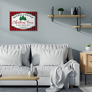 Stupell Farm Fresh Christmas Tree Sign Red Buffalo Plaid, 24 x 30, Canvas Wall Art, Red, rollover
