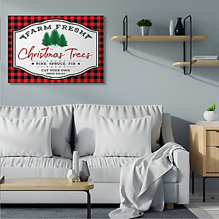 Stupell Farm Fresh Christmas Tree Sign Red Buffalo Plaid, 36 x 48, Canvas Wall Art, Red, rollover
