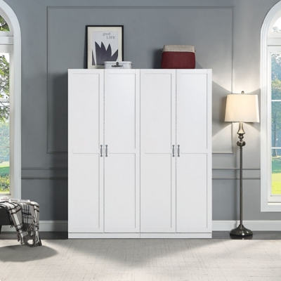 Hopkins Storage Closet with 7 Shelves in White (Set of 2), White, rollover