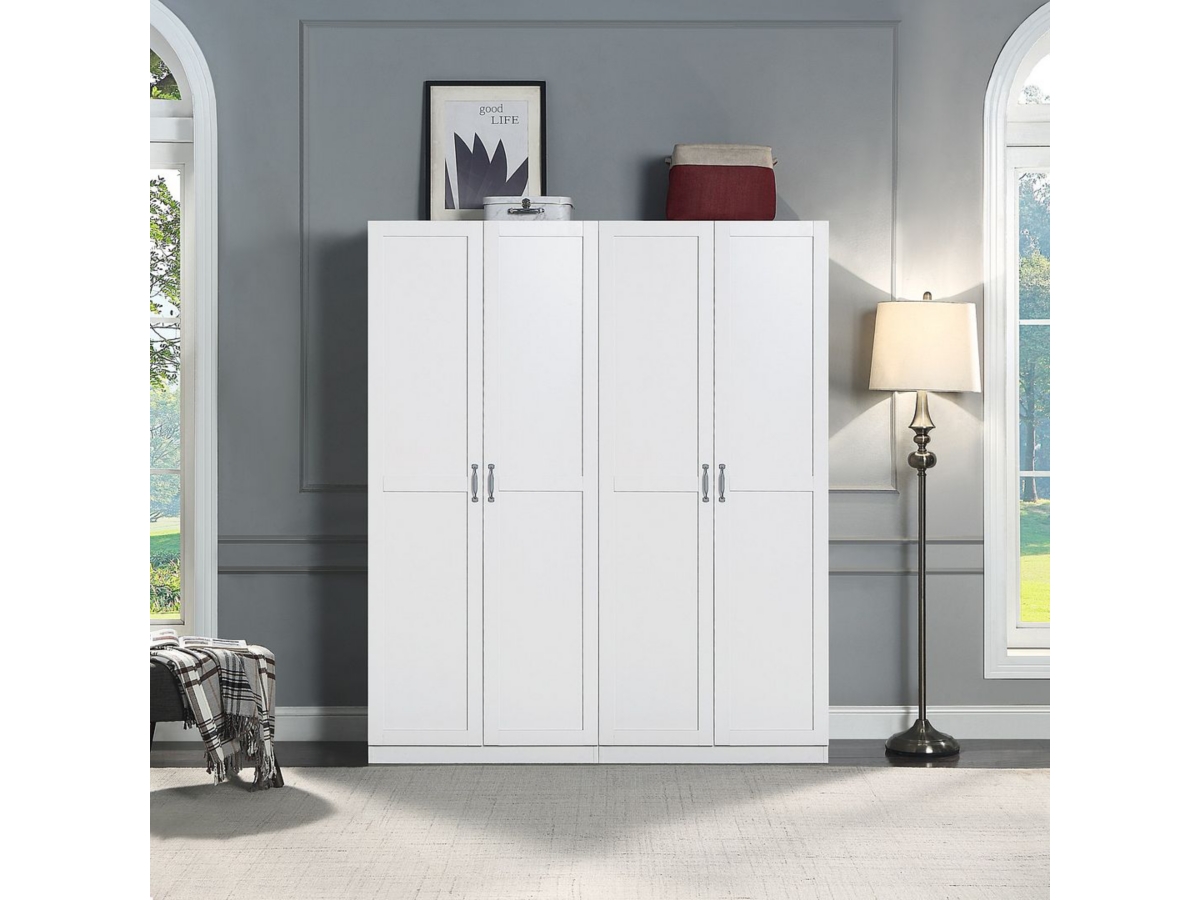 Hopkins Storage Closet with 7 Shelves in White (Set of 2