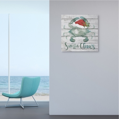 Stupell Santa Claws Blue Crab Nautical Pun Christmas, 24 x 24, Canvas Wall Art, Off White