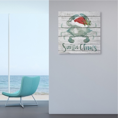 Stupell Santa Claws Blue Crab Nautical Pun Christmas, 30 x 30, Canvas Wall Art, Off White