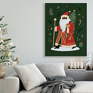 Stupell Festive Santa Claus Figure Green Christmas Holiday, 36 x 48, Canvas Wall Art, Green, rollover