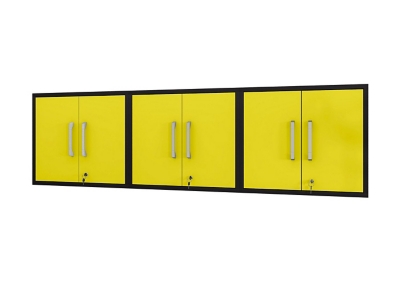 Eiffel Floating Garage Storage Cabinet (Set of 3), Black/Yellow, large