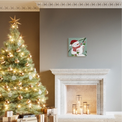 Stupell Candy Cane Snowman Peppermint Winter Ornaments, 17 x 17, Canvas Wall Art, Green