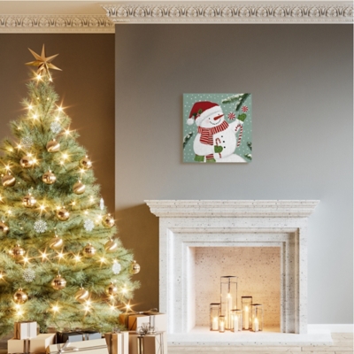 Stupell Candy Cane Snowman Peppermint Winter Ornaments, 24 x 24, Canvas Wall Art, Green