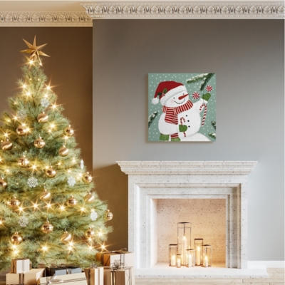 Stupell Candy Cane Snowman Peppermint Winter Ornaments, 30 x 30, Canvas Wall Art, Green