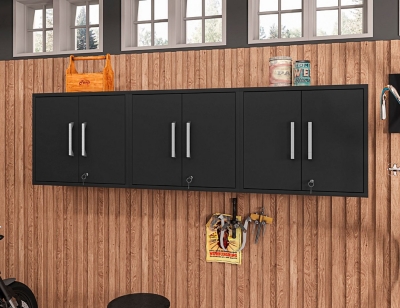 Eiffel Floating Garage Storage Cabinet (Set of 3), Matte Black