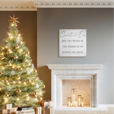 Stupell Search the Skies Christmas Eve Phrase Winter Holiday, 30 x 30, Canvas Wall Art, Off White