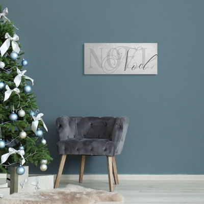Stupell Quaint Noel Typography Charming Christmas Icon, 10 x 24, Canvas Wall Art, Beige