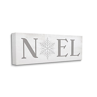 Stupell Noel Christmas Phrase Winter Snowflake Typography, 20 x 48, Canvas Wall Art, Beige, large