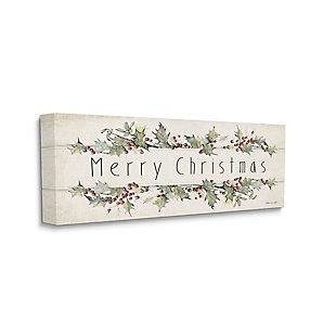 Stupell Merry Christmas Sentiments Winter Holly Florals, 10 x 24, Canvas Wall Art, Beige, large