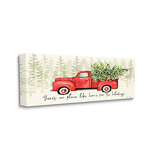 Stupell No Place Like Home Expression Red Truck Christmas Tree, 10 x 24, Canvas Wall Art, Beige, large