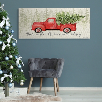 Stupell No Place Like Home Expression Red Truck Christmas Tree, 20 x 48,  Canvas Wall Art