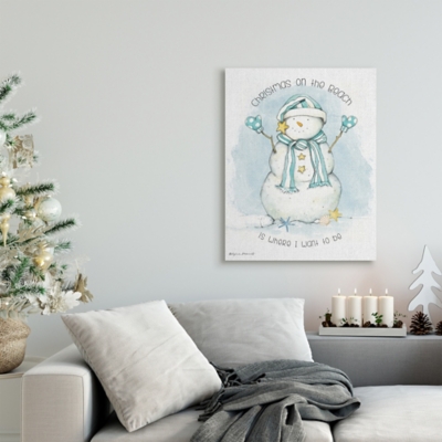 Stupell Christmas On the Beach Sentiments Nautical Snowman, 24 x 30, Canvas Wall Art, Off White