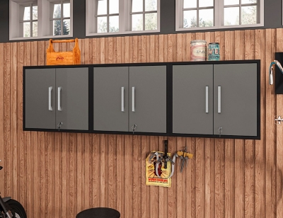 Eiffel Floating Garage Storage Cabinet (Set of 3), Black/Gray