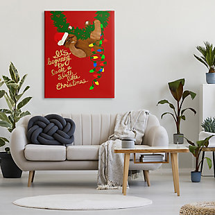 Stupell A Sloth Like Christmas Festive Winter Holiday Pun, 36 x 48, Canvas Wall Art, Red, rollover