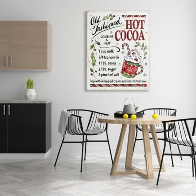 Stupell Industries Old Fashioned Hot Cocoa Holiday Cooking Instructions, 36 x 48, Canvas Wall Art, Off White