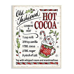 Stupell Industries Old Fashioned Hot Cocoa Holiday Cooking Instructions, 10 x 15, Wood Wall Art, , large