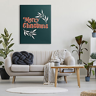 Stupell Industries Merry Christmas Phrase Festive Holiday Typography Plant Outline, 36 x 48, Canvas Wall Art, Green, rollover