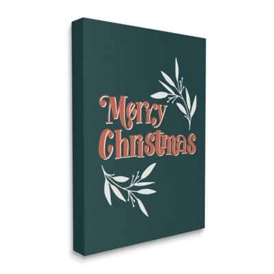 Stupell Industries Merry Christmas Phrase Festive Holiday Typography Plant Outline, 36 x 48, Canvas Wall Art, Green, large