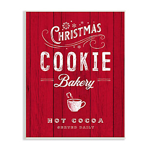 Stupell Industries Christmas Cookie Bakery Holiday Advertisement Festive Cocoa, 13 x 19, Wood Wall Art, Red, large