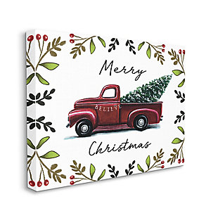 Stupell Industries Merry Christmas Red Holly Believe Farm Truck, 24 x 30, Canvas Wall Art, , large