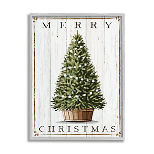 Stupell Industries Merry Christmas Country Farm Tree Rustic Pattern, 24 x 30, Framed Wall Art, Green, large