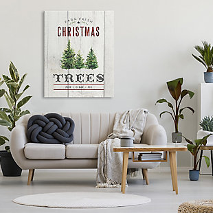 Stupell Industries Fresh Christmas Trees Country Advertisement Rustic Pattern, 36 x 48, Canvas Wall Art, Off White, rollover
