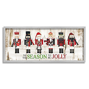 Stupell Industries  To Be Jolly Festive Phrase Winter Christmas Nutcrackers, 10 x 24, Framed Wall Art, Off White, large