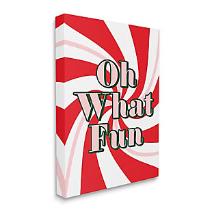 Stupell Industries Oh What Fun Festive Typography Peppermint Red Pattern, 36 x 48, Canvas Wall Art, Red, large
