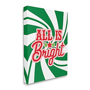 Stupell Industries All's Bright Bold Holiday Typography Green Peppermint Spiral, 36 x 48, Canvas Wall Art, Green, large