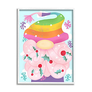 Stupell Industries Whimsical Winter Rainbow Gnome Red Holly Beard, 24 x 30, Framed Wall Art, Multi, large
